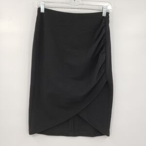 CLUB Monaco Black Cross Hem Wrap Skirt